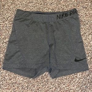 Grey and Black Nike Pro Spandex/athletic shorts